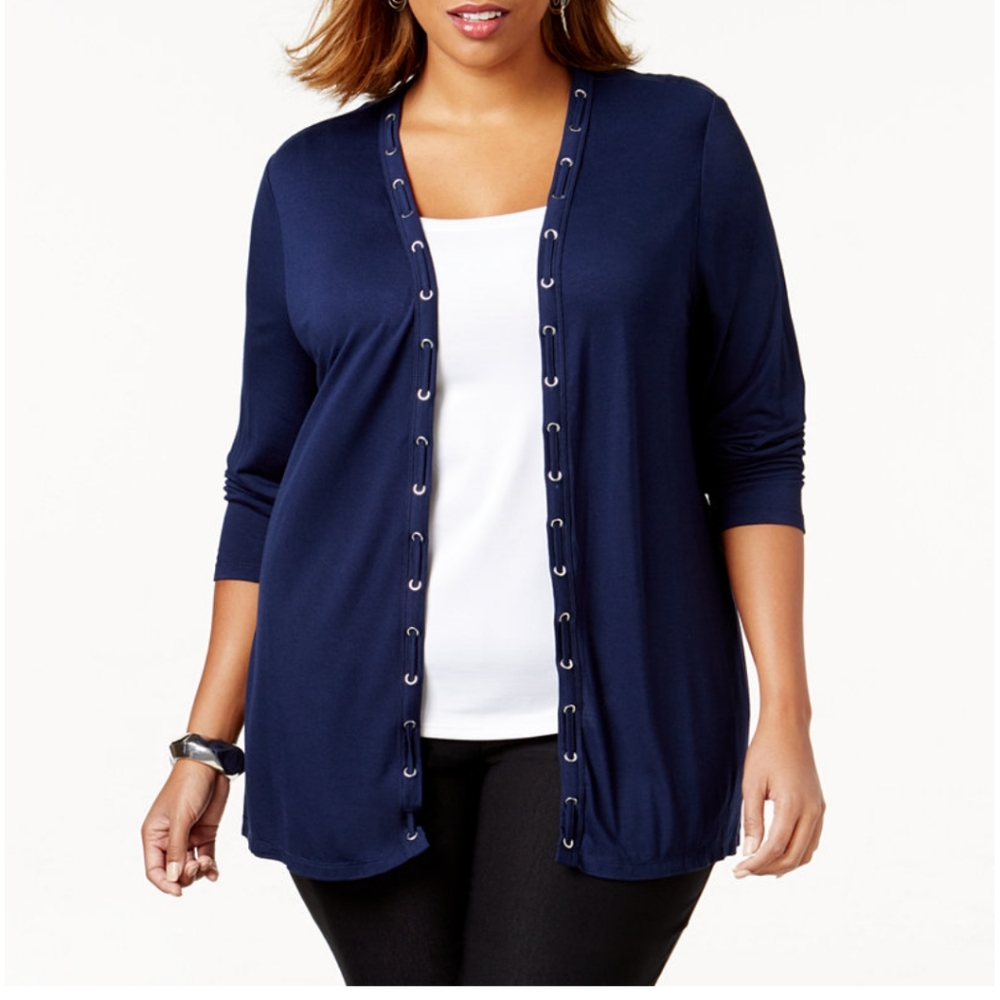 Belldini plus size lace up cardigan
